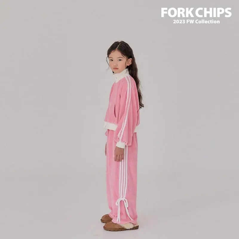 Fork Chips - Korean Children Fashion - #designkidswear - Kitch Velvet Zip-up