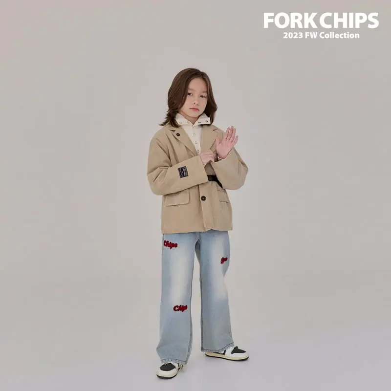 Fork Chips - Korean Children Fashion - #designkidswear - Chips Embrodiery Jeans - 2