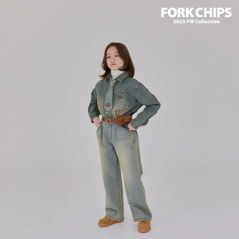 Fork Chips - Korean Children Fashion - #fashionkids - Western Jeans - 2