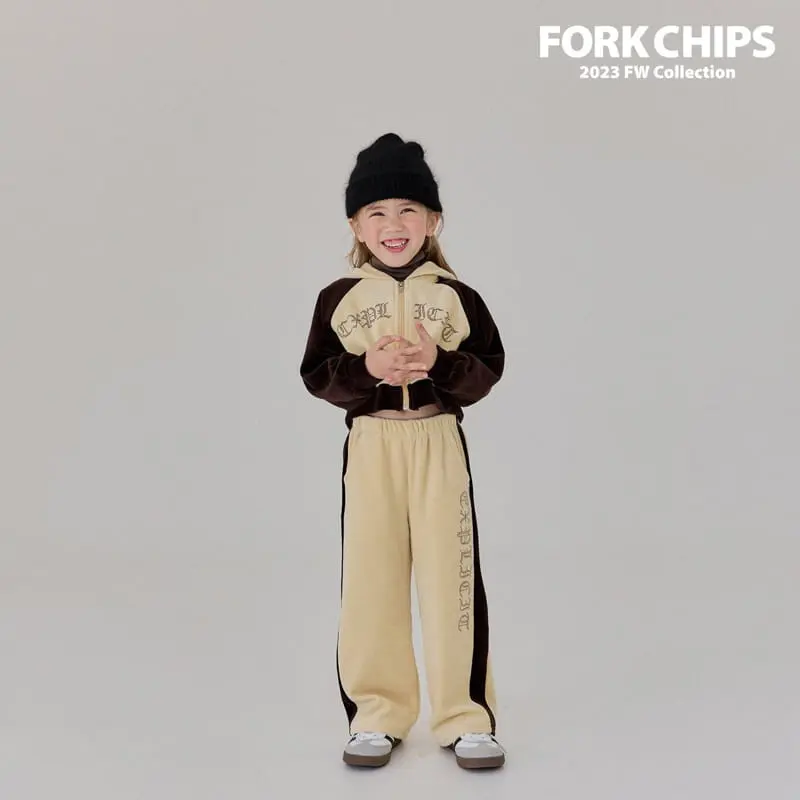 Fork Chips - Korean Children Fashion - #kidsstore - Stone Velvet Hoody ZIP-up - 2
