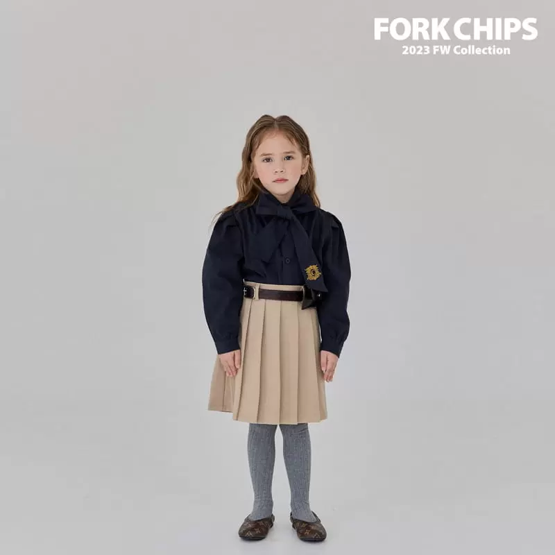 Fork Chips - Korean Children Fashion - #kidsstore - Half Pleats Skirt - 7