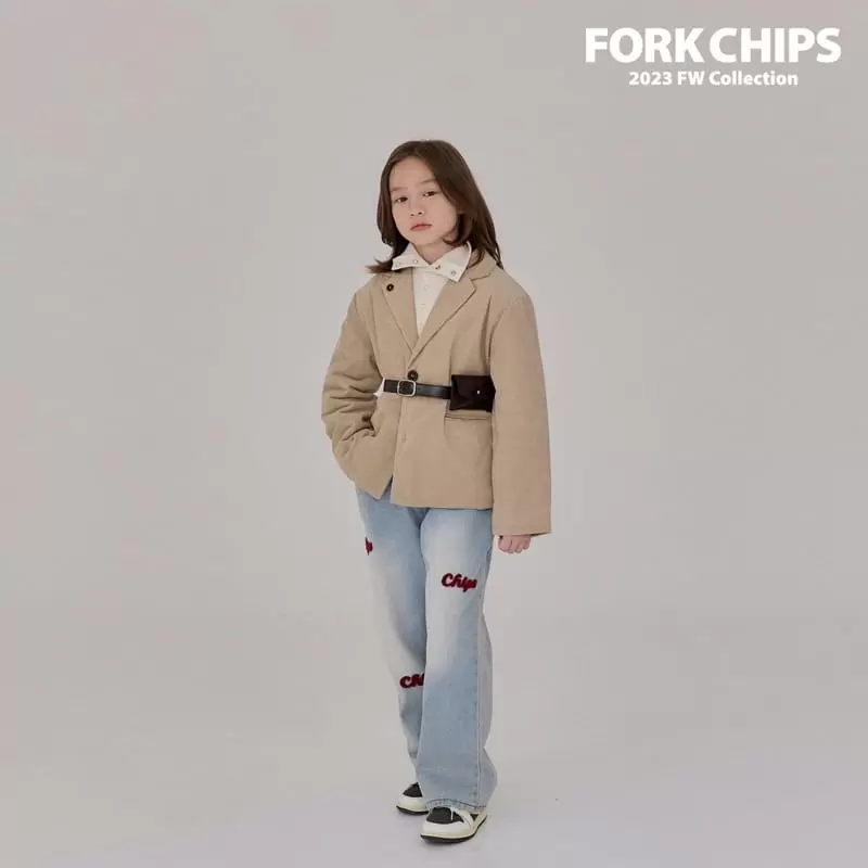Fork Chips - Korean Children Fashion - #kidsstore - Chips Embrodiery Jeans - 6