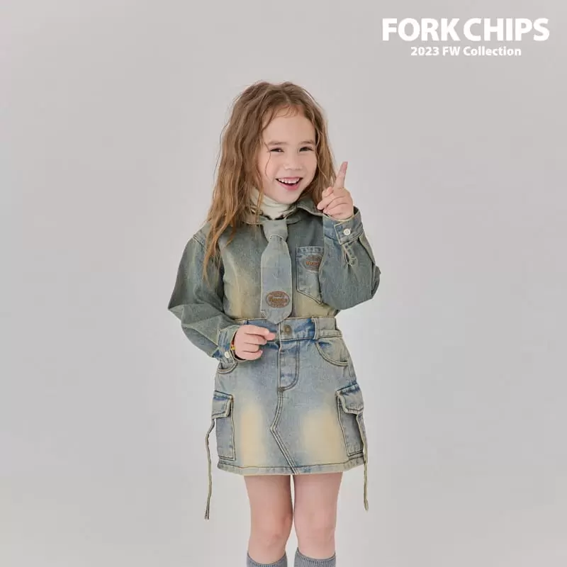 Fork Chips - Korean Children Fashion - #kidsstore - Root Denim Shirt - 3
