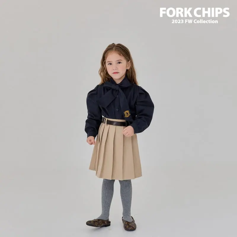 Fork Chips - Korean Children Fashion - #kidzfashiontrend - Half Pleats Skirt - 8