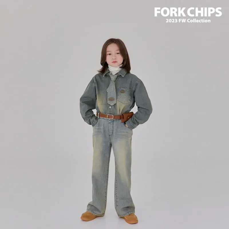 Fork Chips - Korean Children Fashion - #magicofchildhood - Western Jeans - 8