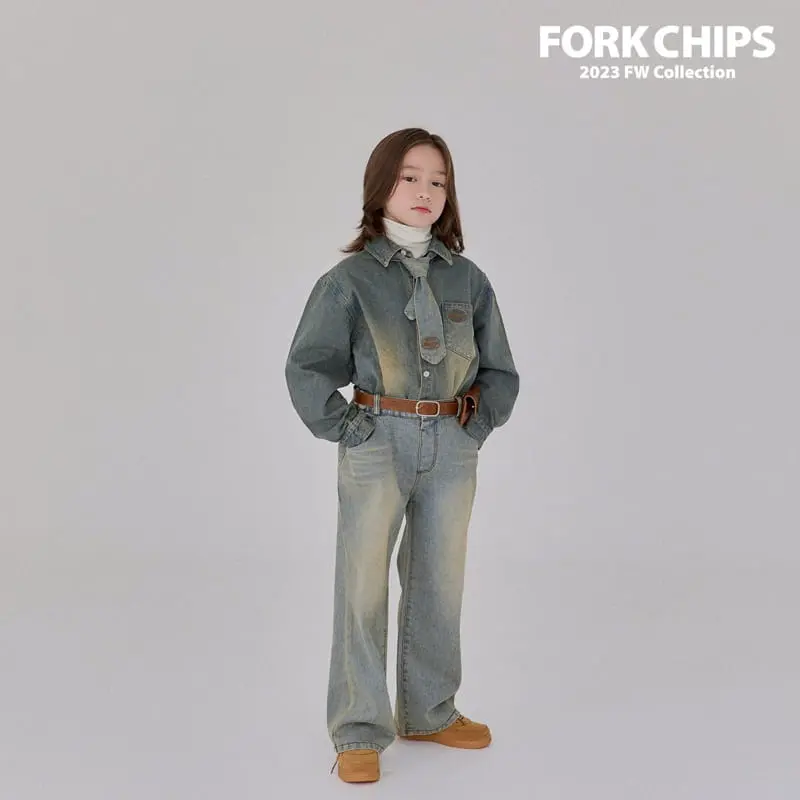Fork Chips - Korean Children Fashion - #minifashionista - Western Jeans - 9