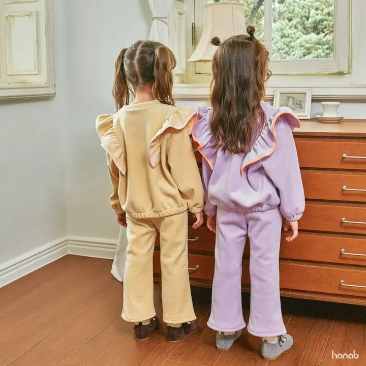 Hanab - Korean Children Fashion - #Kfashion4kids - Rib Wing Top Bottom Set - 2