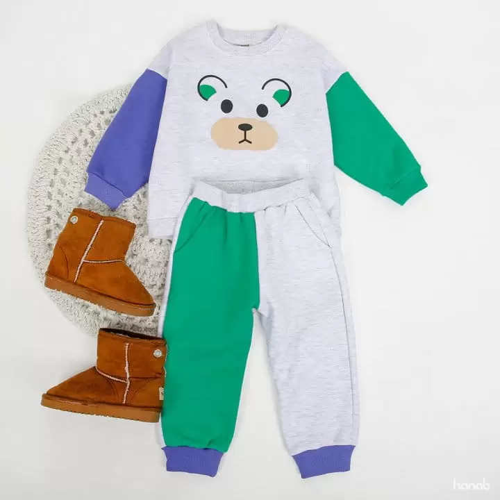 Hanab - Korean Children Fashion - #childofig - Half Bear Top Bottom Set - 8