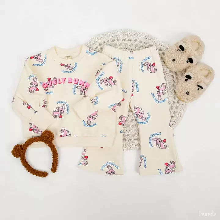Hanab - Korean Children Fashion - #toddlerclothing - Lovely Bunny Top Bottom Set - 9