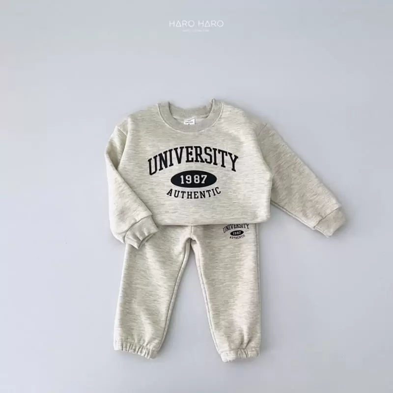 Haro Haro - Korean Children Fashion - #todddlerfashion - University Top Bottom Set Fleece - 3
