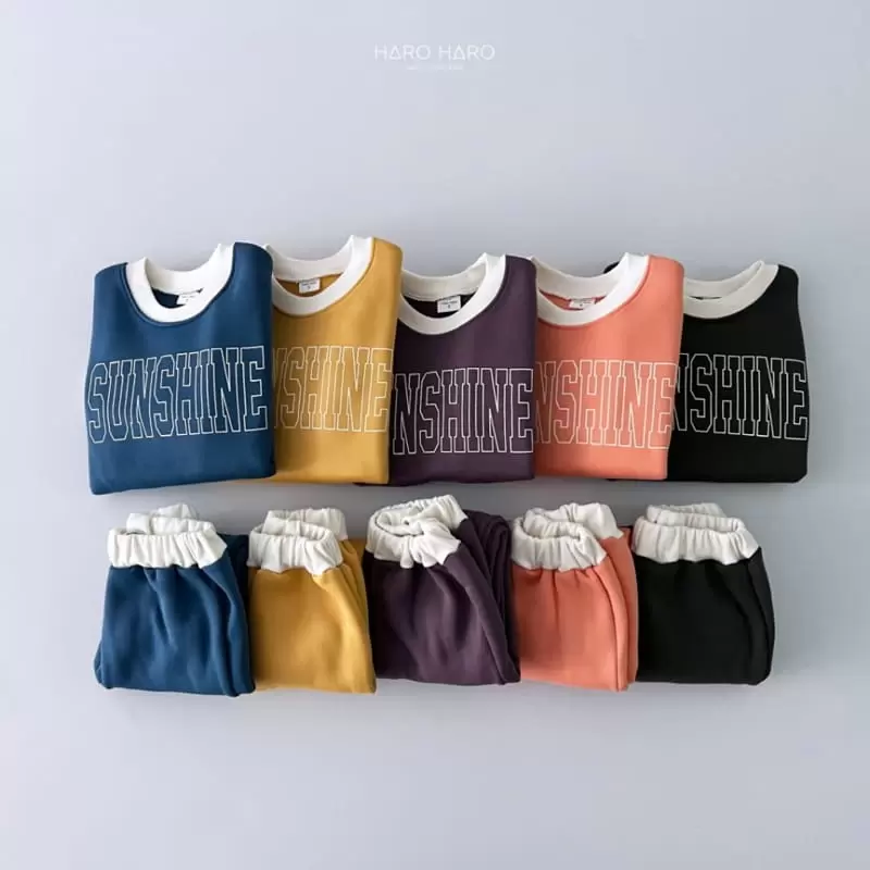 Haro Haro - Korean Children Fashion - #toddlerclothing - Sunshine Top Bottom Set Fleece - 2
