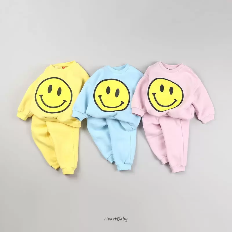 Heart Baby - Korean Children Fashion - #kidsshorts - Smile Top Bottom Set - 4