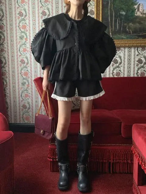 Jkichi - Korean Women Fashion - #momslook - Wing Collar Blouse - 10
