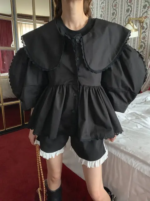 Jkichi - Korean Women Fashion - #momslook - Wing Collar Blouse - 6