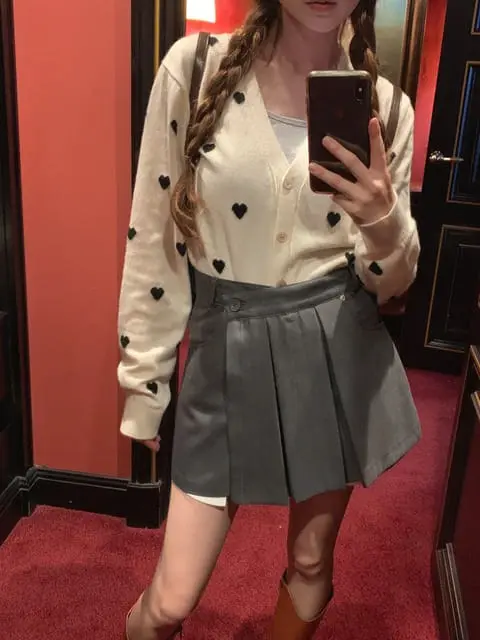 Jkichi - Korean Women Fashion - #momslook - Heart Cardigan - 5