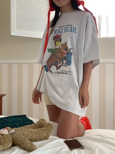 Jkichi - Korean Women Fashion - #momslook - Yogi Bear Tee - 7