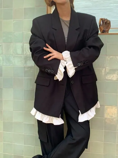 Jkichi - Korean Women Fashion - #momslook - Frill Jacket - 5