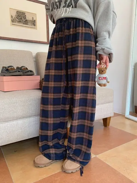 Jkichi - Korean Women Fashion - #momslook - Flo Check Pants