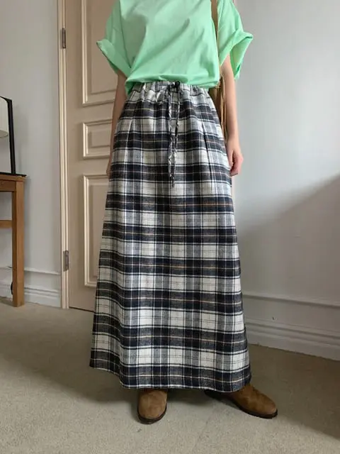 Jkichi - Korean Women Fashion - #thatsdarling - Check Long Skirt