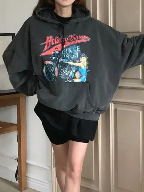 Jkichi - Korean Women Fashion - #vintageinspired - Moter Hoody Tee - 3