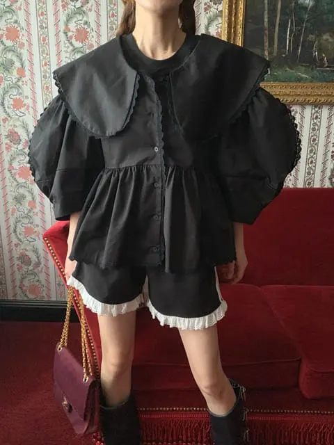 Jkichi - Korean Women Fashion - #womensfashion - Wing Collar Blouse - 9