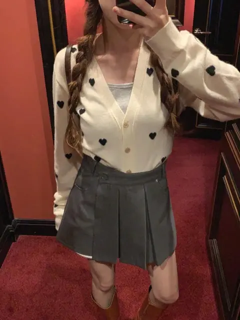 Jkichi - Korean Women Fashion - #momslook - Heart Cardigan - 4