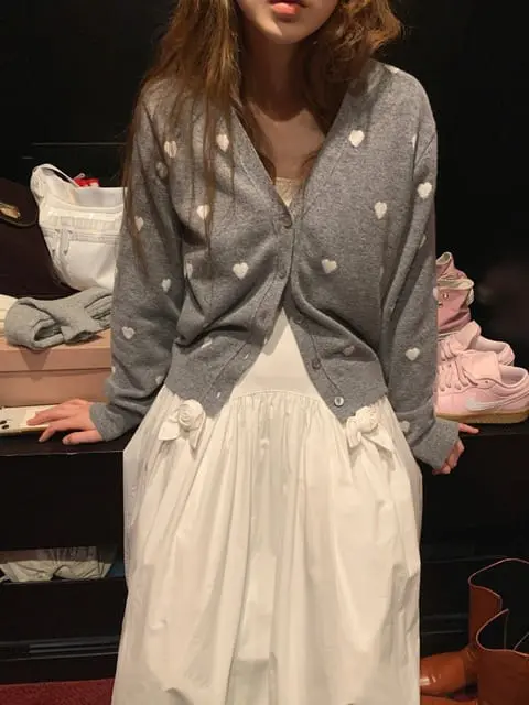 Jkichi - Korean Women Fashion - #womensfashion - Heart Cardigan - 6