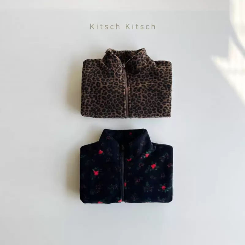 Kitsch Kitsch - Korean Children Fashion - #todddlerfashion - Fleece Zip-up Top Bottom Set