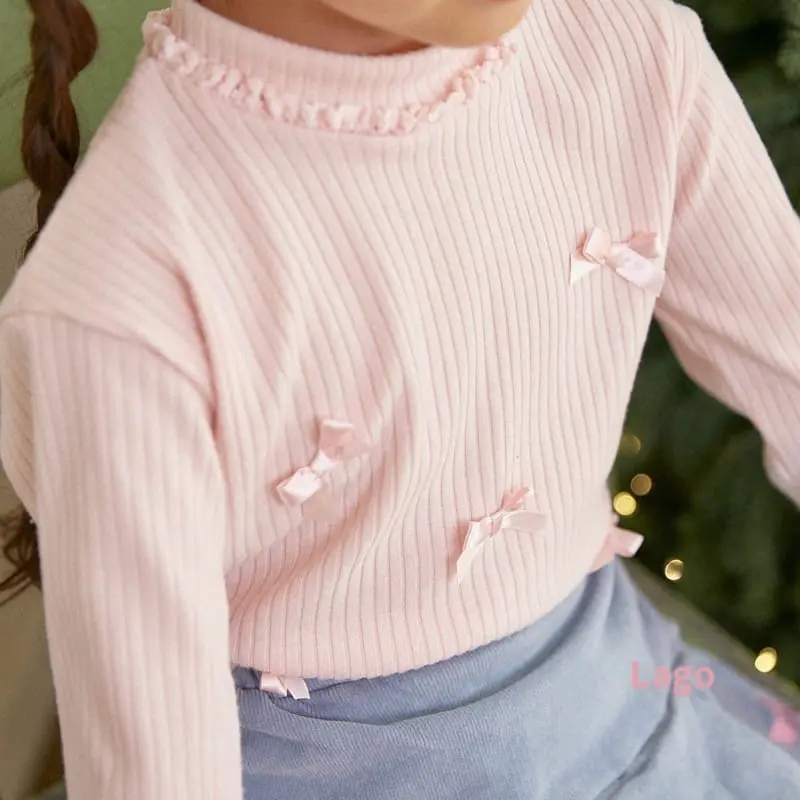 Lago - Korean Children Fashion - #kidsstore - Ribbon Turtleneck Tee - 5