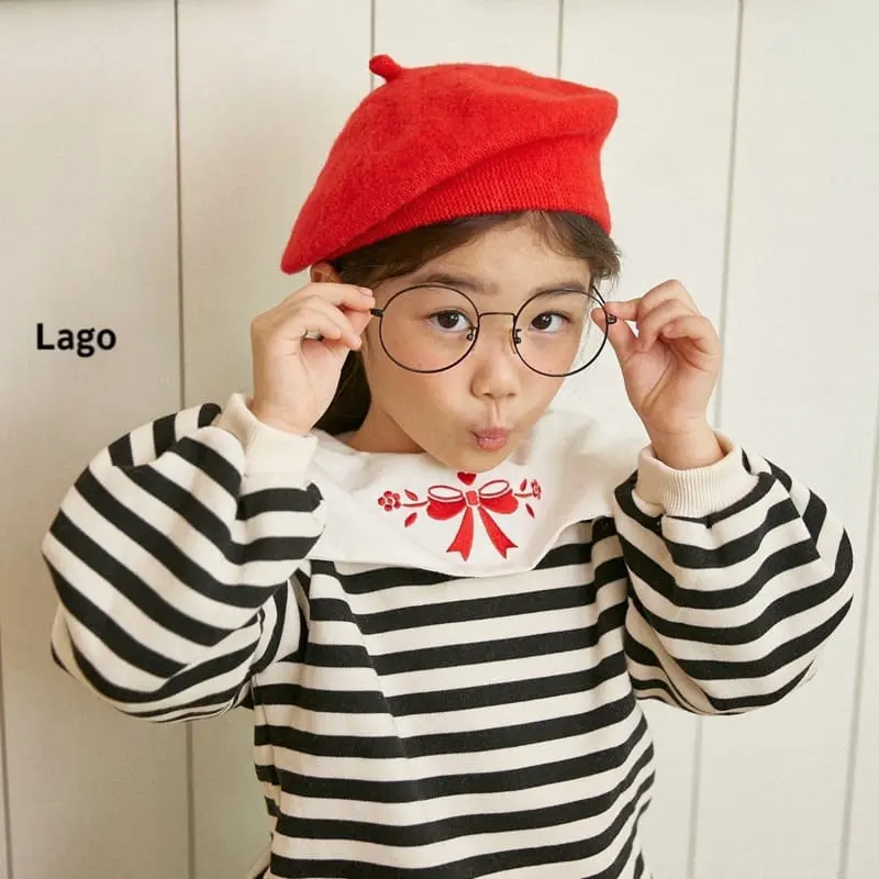 Lago - Korean Children Fashion - #prettylittlegirls - Stripes Embroidery Sweatshirt