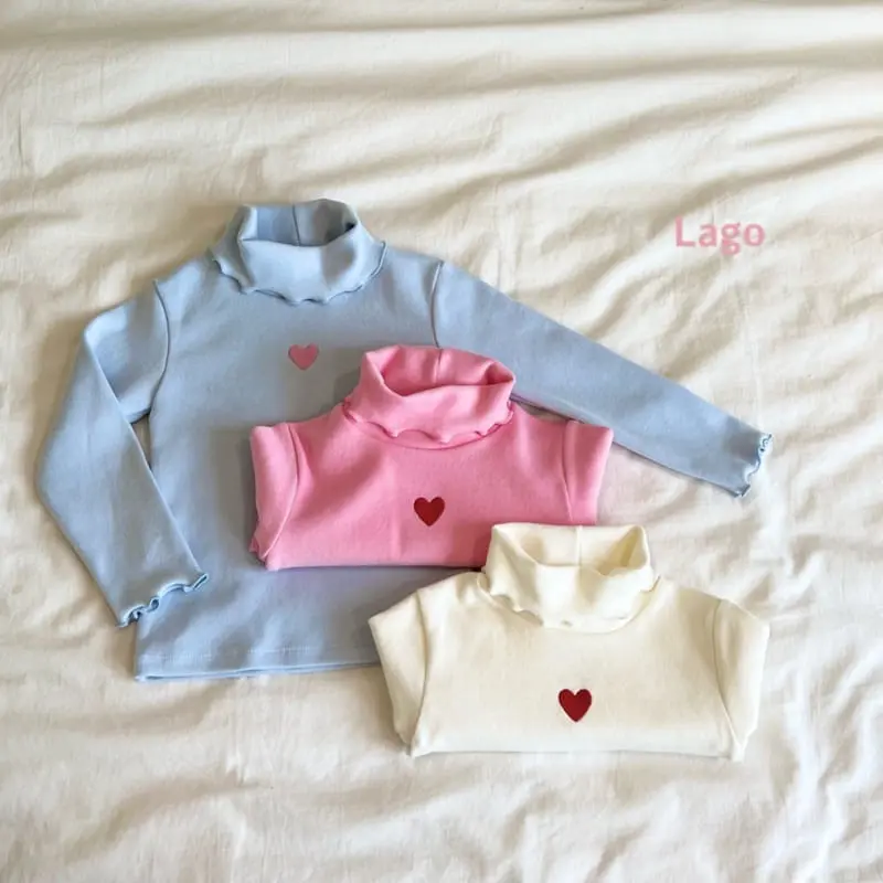Lago - Korean Children Fashion - #todddlerfashion - Heart Turtleneck Tee - 11