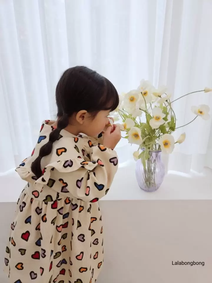 Lalabongbong - Korean Children Fashion - #Kfashion4kids - Heart Collar One-piece - 5