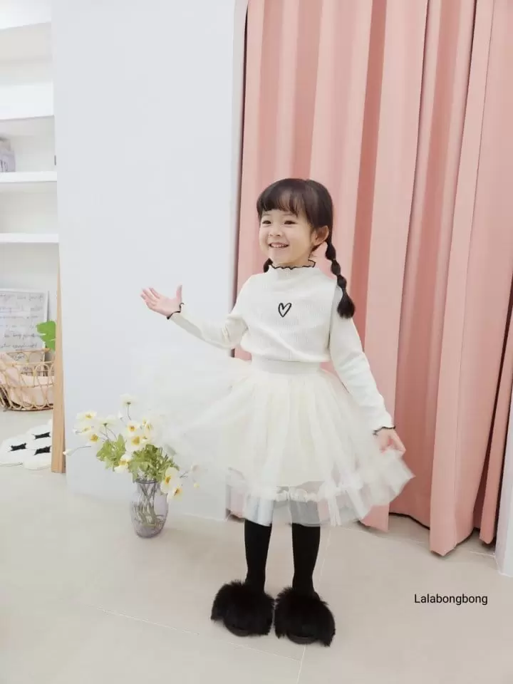 Lalabongbong - Korean Children Fashion - #kidsshorts - Heart Terry Tee - 4