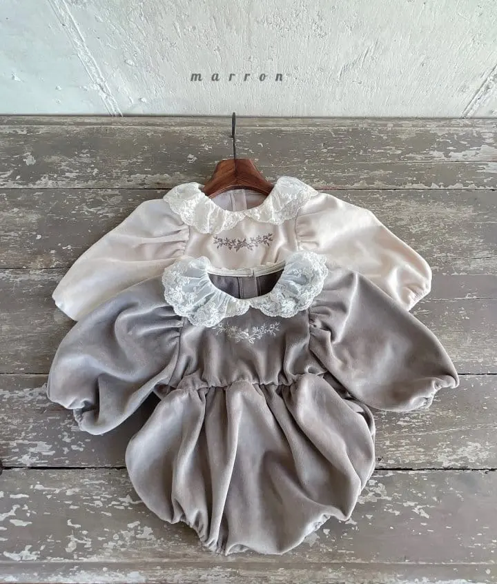 Marron Kid - Korean Baby Fashion - #babyootd - Rozly Veloure Bodysuit - 3