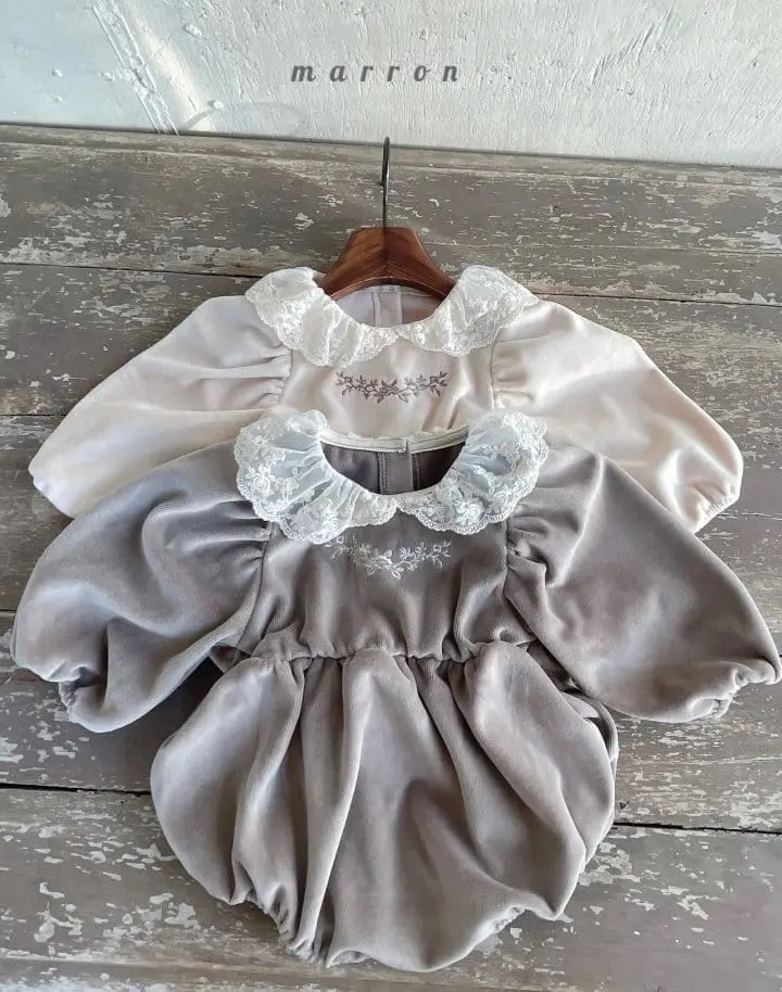 Marron Kid - Korean Baby Fashion - #babyootd - Rozly Veloure Bodysuit - 4