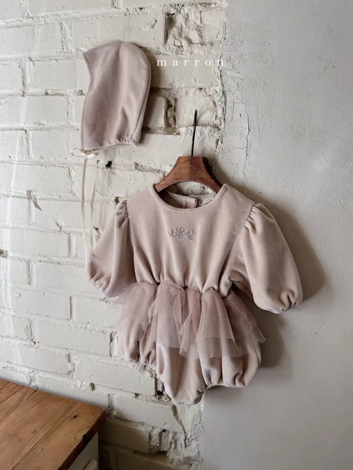 Marron Kid - Korean Baby Fashion - #onlinebabyshop - Ply Veloure Bodysuit with Bonnet - 6