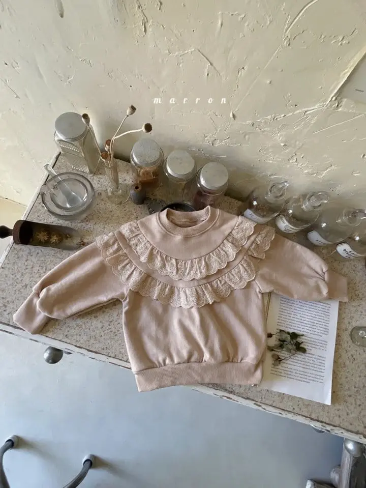 Marron Kid - Korean Children Fashion - #Kfashion4kids - Lace Frill Sweatshirt - 7