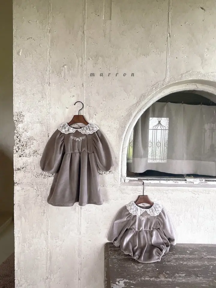 Marron Kid - Korean Children Fashion - #childofig - Rozly Veloure ONE-piece - 3