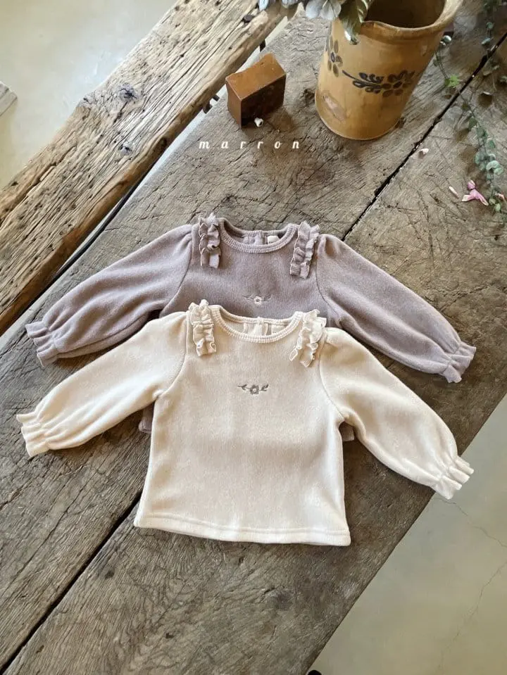 Marron Kid - Korean Children Fashion - #childofig - Avene Embroidery Tee