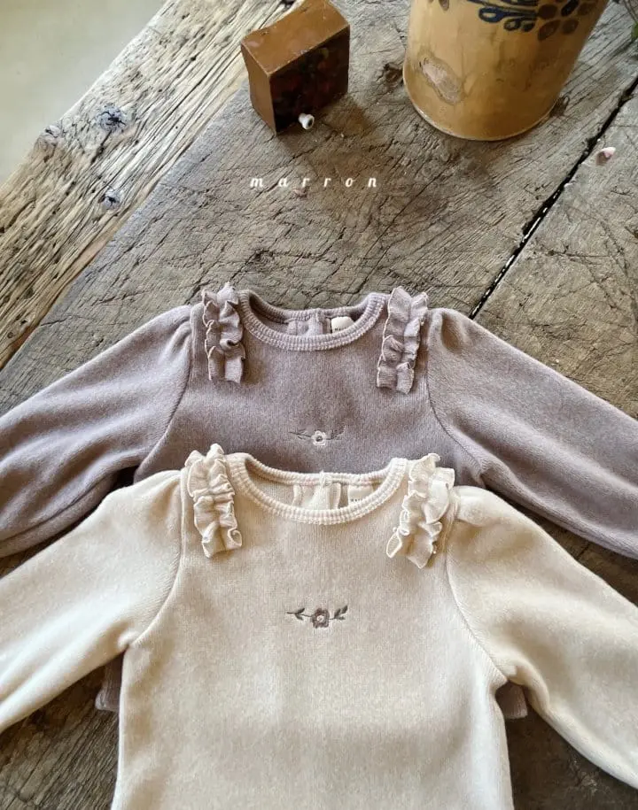 Marron Kid - Korean Children Fashion - #designkidswear - Avene Embroidery Tee - 3