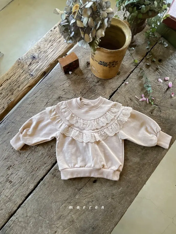 Marron Kid - Korean Children Fashion - #designkidswear - Lace Frill Sweatshirt