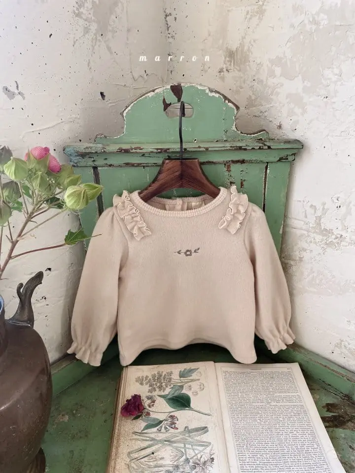 Marron Kid - Korean Children Fashion - #designkidswear - Avene Embroidery Tee - 4