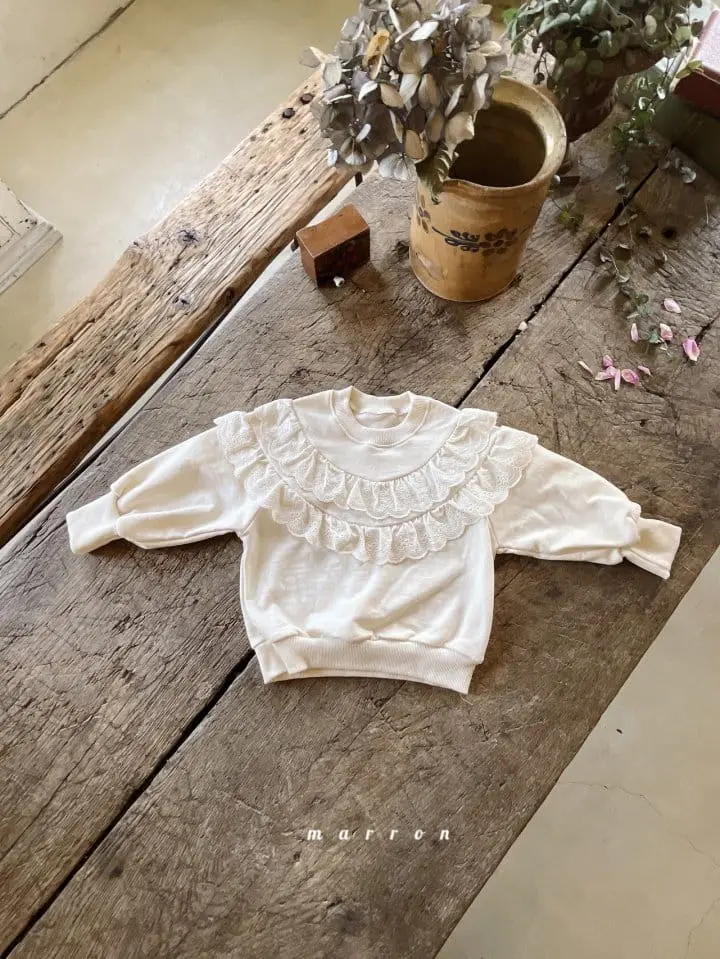 Marron Kid - Korean Children Fashion - #discoveringself - Lace Frill Sweatshirt - 2