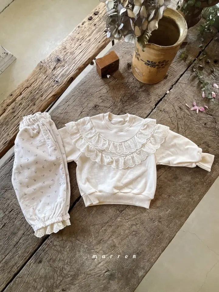Marron Kid - Korean Children Fashion - #fashionkids - Lace Frill Sweatshirt - 3