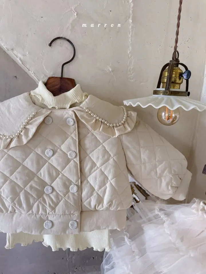 Marron Kid - Korean Children Fashion - #kidsshorts - Pearl Collar Jacket - 9