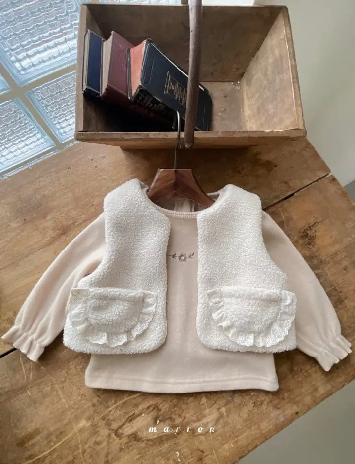 Marron Kid - Korean Children Fashion - #kidzfashiontrend - Lace Pocket Vest - 6