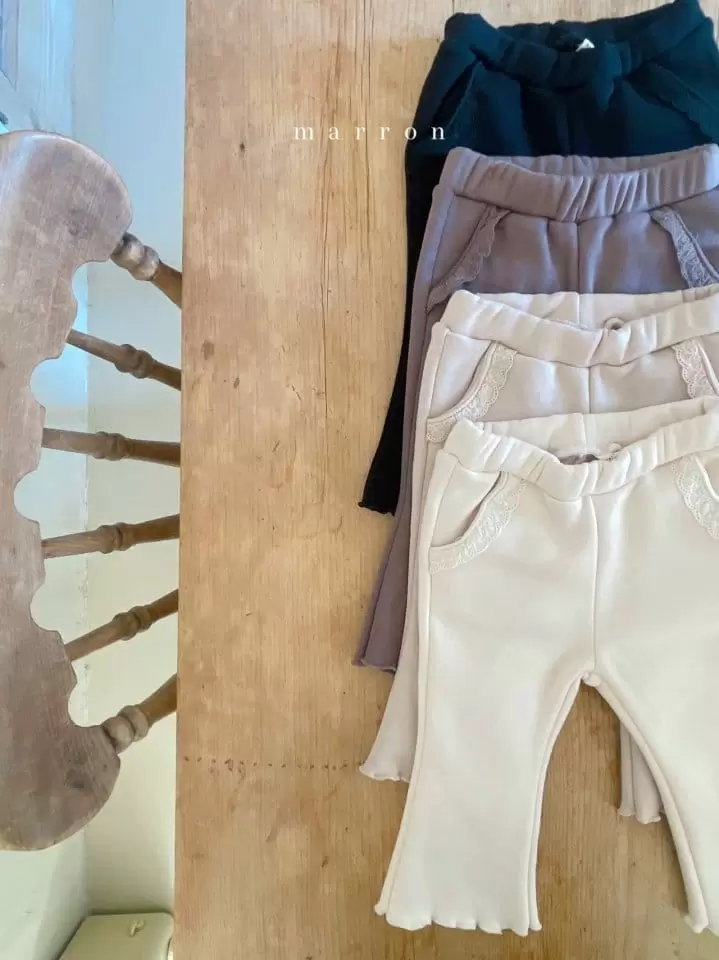 Marron Kid - Korean Children Fashion - #kidzfashiontrend - Lace Pocket Pants - 3