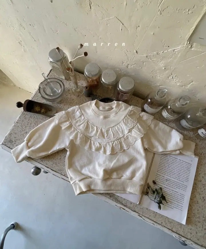 Marron Kid - Korean Children Fashion - #littlefashionista - Lace Frill Sweatshirt - 8