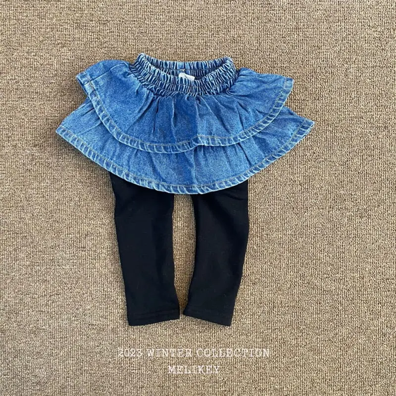 Melikey - Korean Children Fashion - #Kfashion4kids - Denim Cancan Skirt Leggings