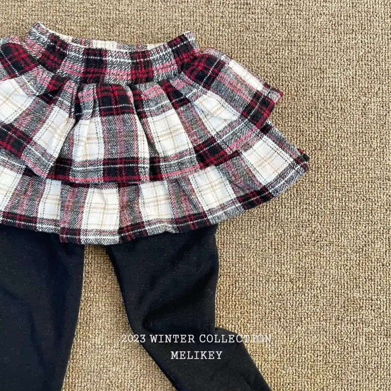 Melikey - Korean Children Fashion - #fashionkids - Check Cancan Skirt Leggings